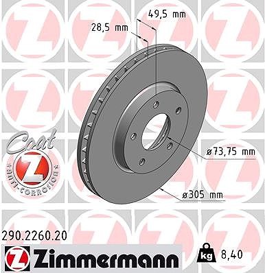 2X Zimmermann Bremsscheibe Vorderachse U.A. FüR Daimler, Jaguar-image