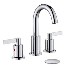 Chrome 2 Handle Widespread Bathroom Sink Faucet 3 Holes with Pop-Up Drain, Hi...
