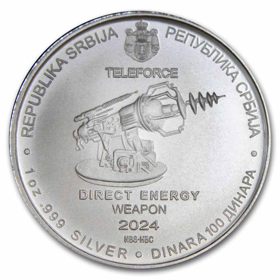 LES 100 PLUS GRANDS 銀メダルセット 2024 Serbia 1 oz Silver 100 Dinar Tesla: Direct Energy Weapon | eBay