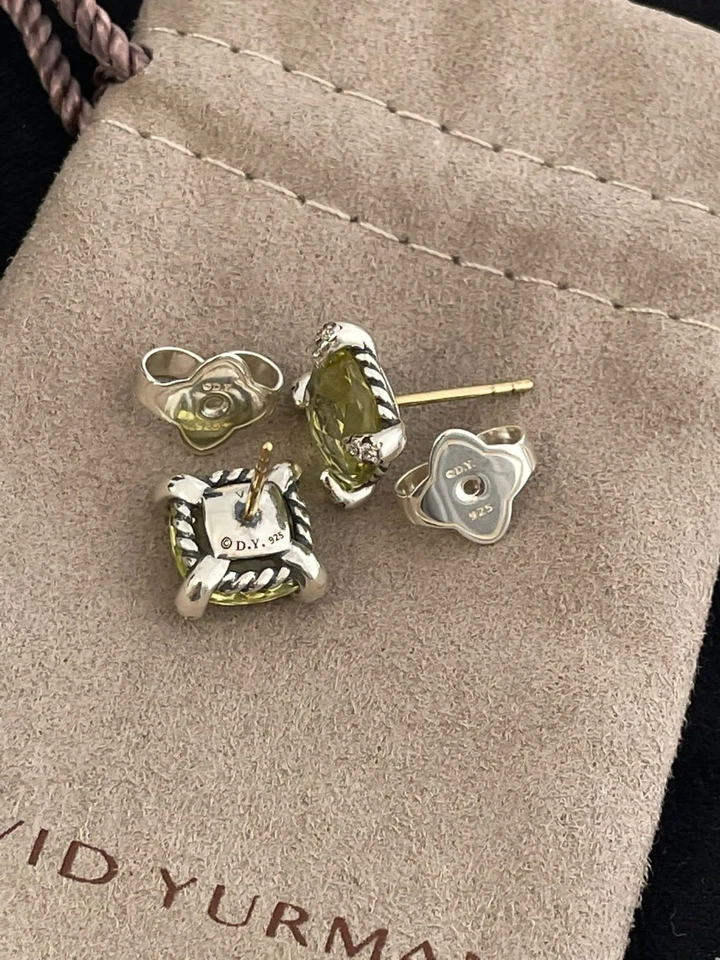 Aretes Chatelaine 925 9MM David Yurman con citrino y diamantes Foto 4 de 4