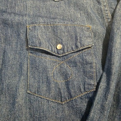 Vintage Big Mac Denim Shirt Mens XLT Blue Western Pearl Snap