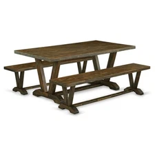 East West Furniture V-Style 3-piece Wood Kitchen Set in Jacobean Brown