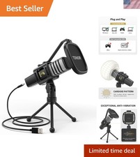 Cardioid Condenser USB Mic for Streaming Podcasting with Anti-Vibration Mount