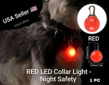 Red LED Dog Collar Light Pet Safety Pendant Night Walking Glow Clip-On Cat USA