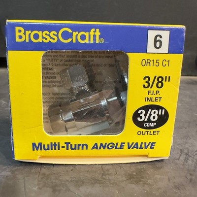 BRASSCRAFT OR15X C1 MULTI TURN ANGLE VALVE 3/8'' FIP INLET x 3/8'' COMP