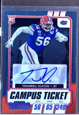 2021 Contenders Draft Picks Tedarrell Slaton Campus Ticket Auto /99 #300 Gators