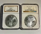 2001 & 2006 American Silver Eagles NGC MS69 Brown Label 1 Oz Silver Lot of 2