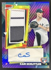 2026 Topps Finest Cam Schlittler Rookie Patch Auto Purple Refractor RC #/75