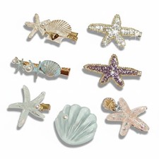7 Pcs Starfish Seashell Hair Clips Set, Beach Hair Accessories for Women, Oce