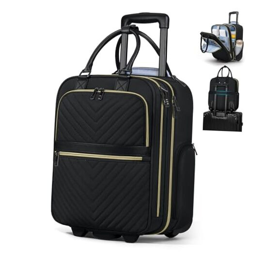 Underseat Carry On Luggage with Wheels, 16-inch Airline Approved Luggage Black-image