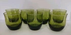 Anchor Hocking Avacado Green Lowball Rocks Glasses Set 7 Vintage Glass Drinkware