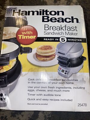 Hamilton Beach 25478 Breakfast Sandwich Maker w/Timer, Silver