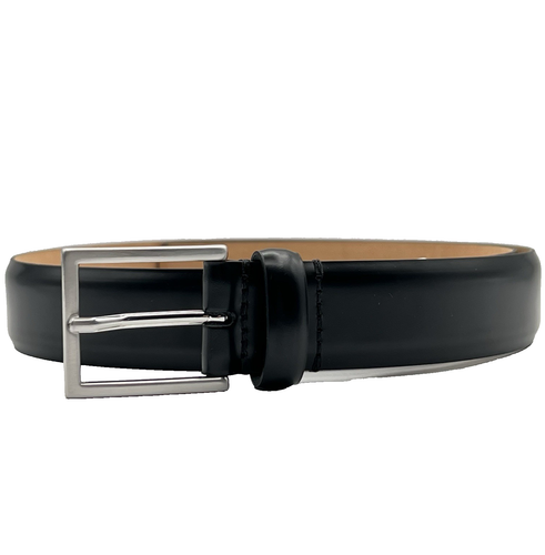 Express Black Italian Leather Belt Silvertone Brass Buckle Made In Italy Sz 32