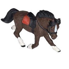 Safari LTD Pony Derby Brown Red Blanket Black Saddle Horse Farm Animal Loose