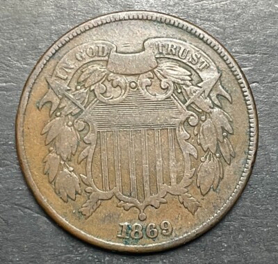 1869 Two 2 Cent tough old collection very nice coin i44