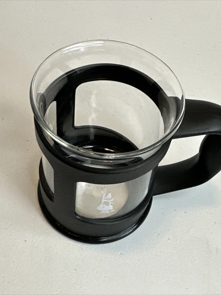 "Bialetti vaso de vidrio café espresso taza pequeña retro negra a presión 3,5""" Foto 4 de 4