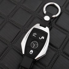 For Mercedes Benz Cla Cls Clk Glk Gla Glc Chrome Silver Key Fob Case Metal Cover