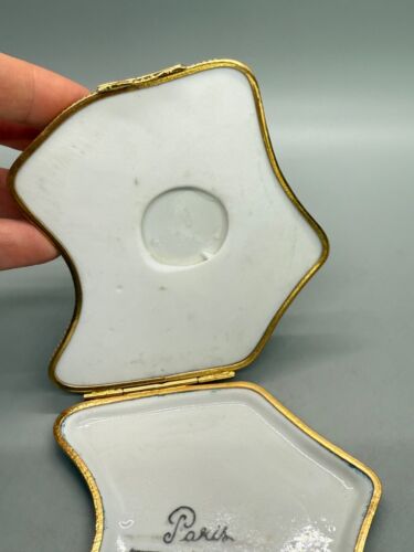 VTG Limoges France Deco Peint Main Porcelain Paris Trinket Box Map Notre Dame - Picture 17 of 18