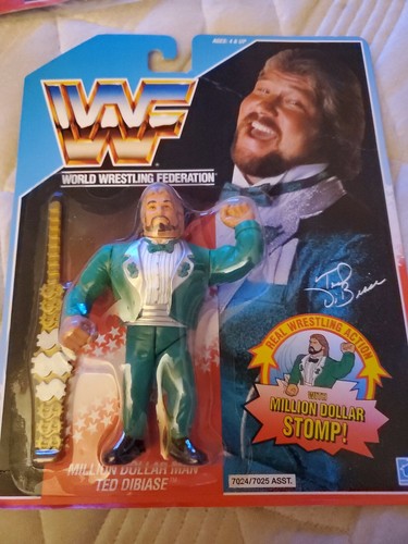 Wwf Hasbro Moc Ted Dibiase Blue Card Green Suit...