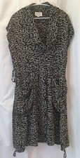 Masai 12 Black & White Viscose Dress -Drawstring Waist & Hem Elastic Back - MINT