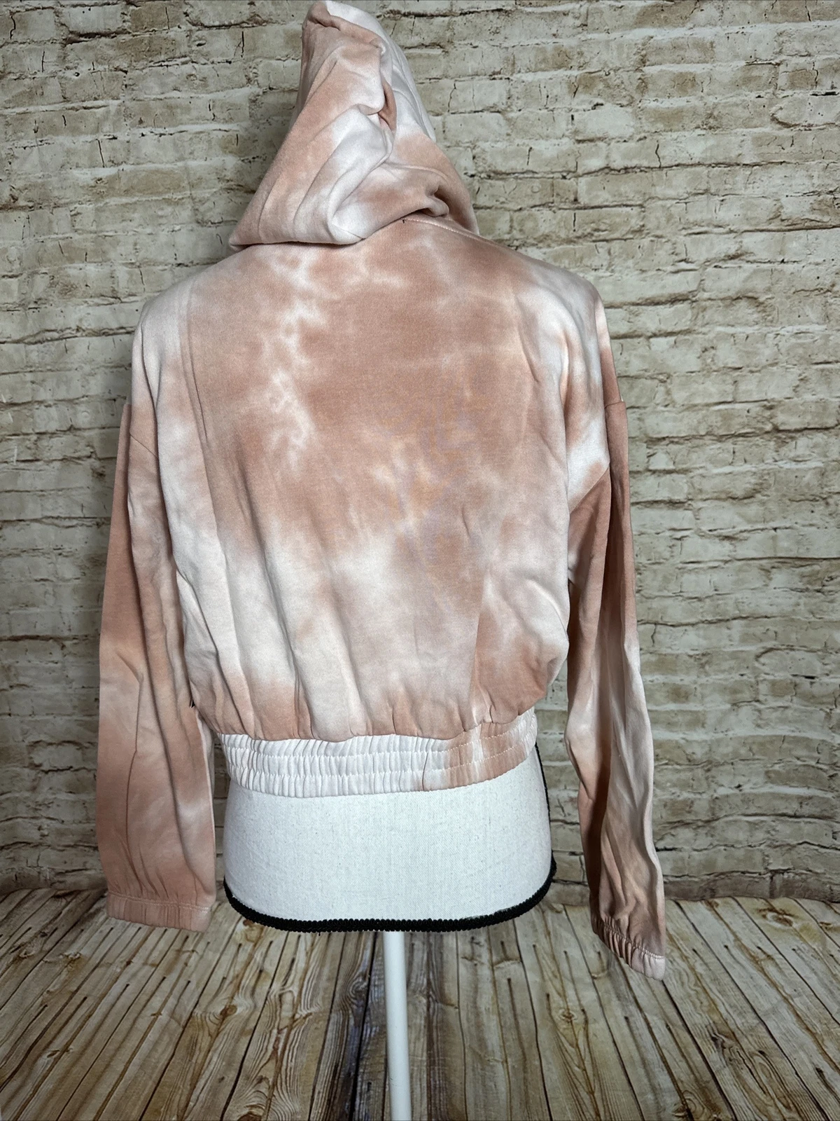 OFF WHITE Pullover donna M cropped top tie dye felpa con cappuccio beige bianco 60% cotone
