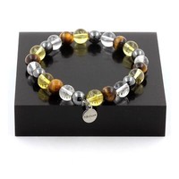 Mineralien Und Edelsteine. Armband Perlen Tigerauge + Citrin + Quarz