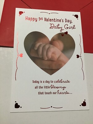 Happy 1st Valentine s Day Baby Girl Blessings 5 x7  Hallmark Greeting Card
