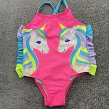 Unicorn Baby Toddler Girl One-Piece Swimsuit 12 Months Ruffled Princess Colorful