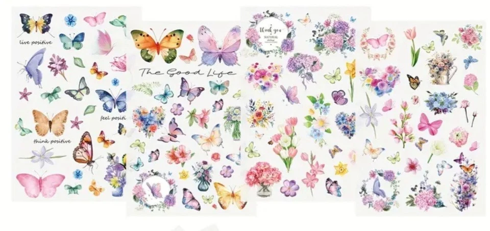 Rub on sticker Set 4 Bögen Blumen und Schmetterlinge 15 x 10 cm - Bild 3 von 3