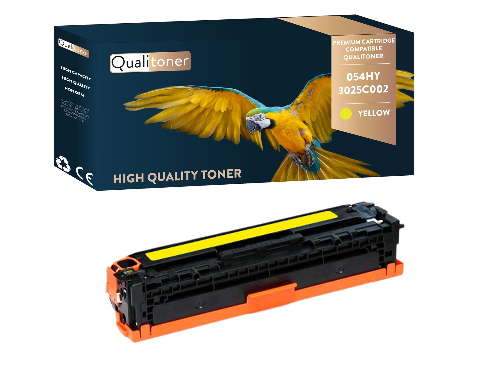 Toner Canon 054H Y compatible 3025C002 jaune Qualitoner pour imprimante de bureau