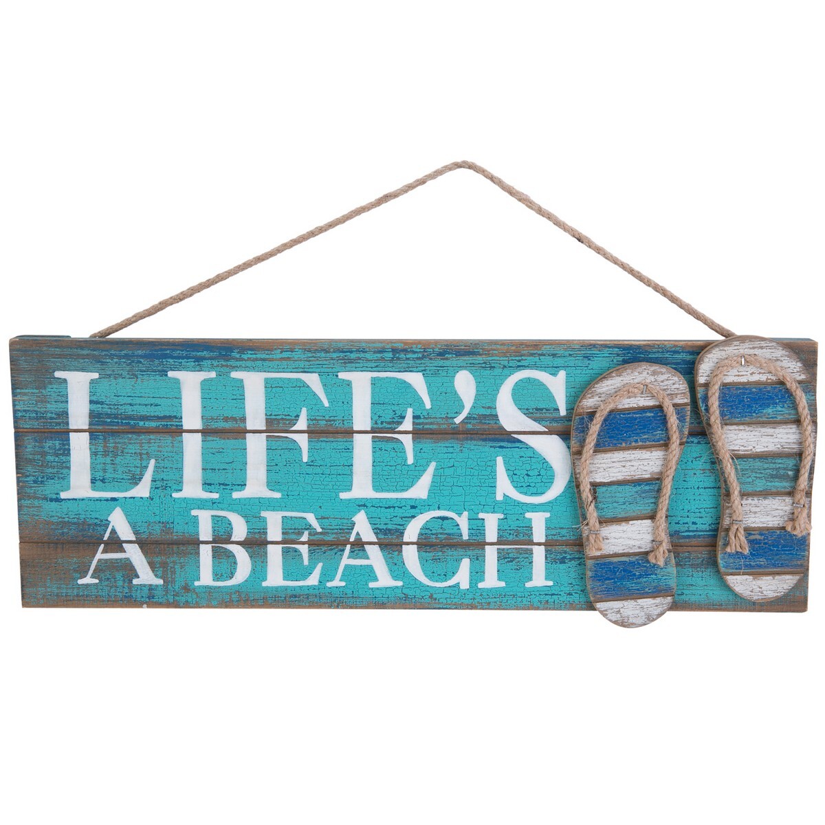 Life Beach With Flip Flops Sign 16 x 15.75 x 0.25 Inches. L16  H15.75  W0.25