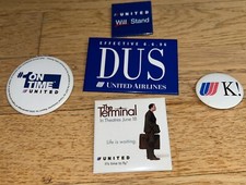 5 Vintage UNITED AIRLINES - Employee Promo Buttons TULIP Style Logo