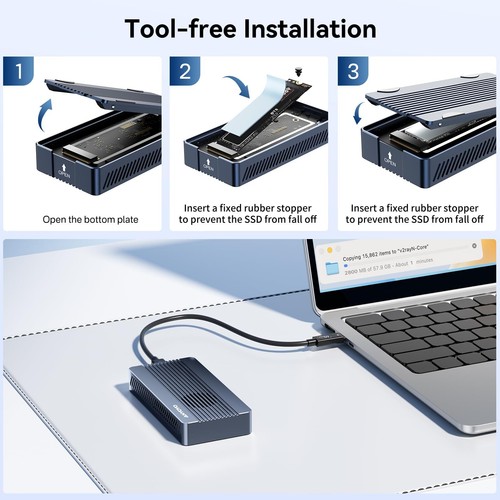 Boîtier SSD NVMe M.2 40 Gbps avec Ventilateur – USB-C Aluminium pour Thunderb... - Photo 8/9