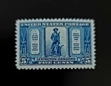 1925 5c The Minute Man, Lexington - Concord, Dark Blue Scott 619 Mint F/VF LH
