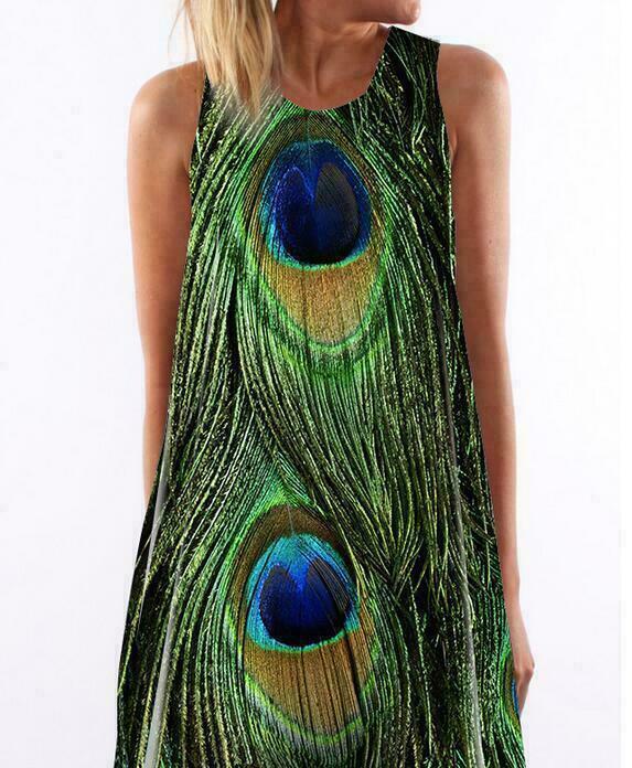 ワンピース MALIPARMI Woman Dress Peacock JF665850631 82006 Maliparmi women's dress in printed jersey jf660370628 Blue
