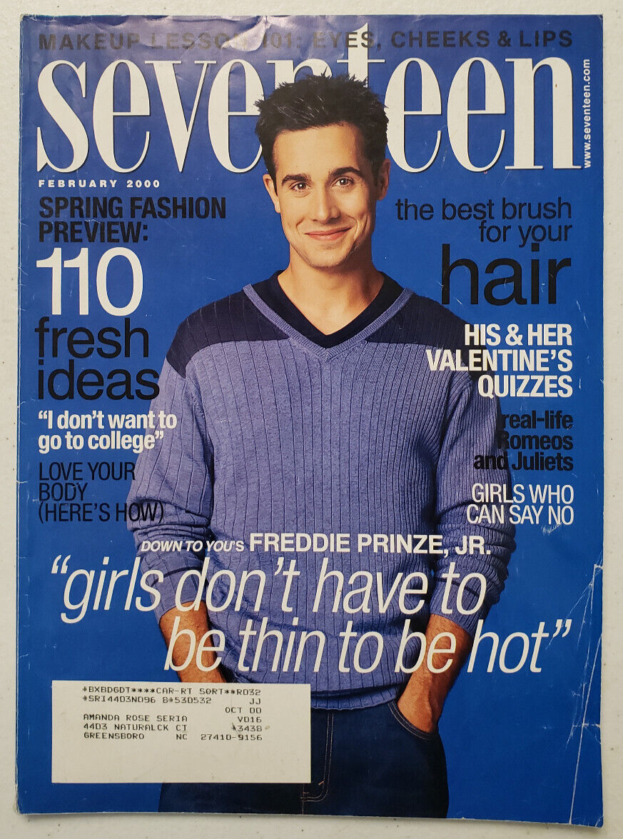 Seventeen Magazine February 2000 Freddie Prinze Jr.~Makeup & Hair