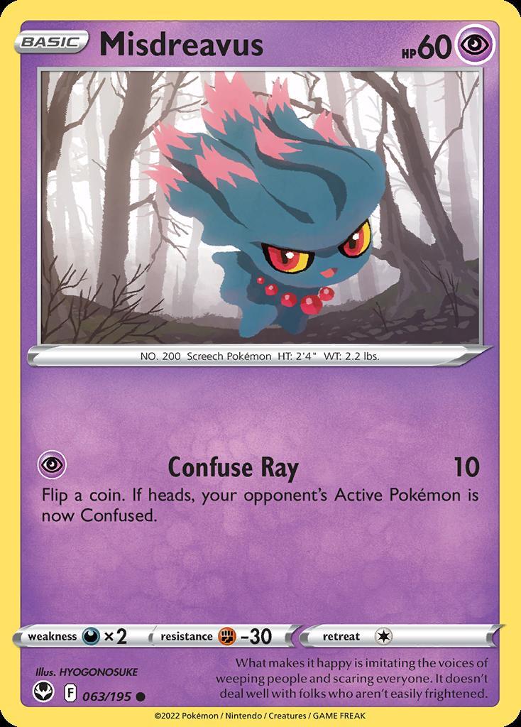 Pokemon Misdreavus (63/215) Silver Tempest LP REVERSE HOLO