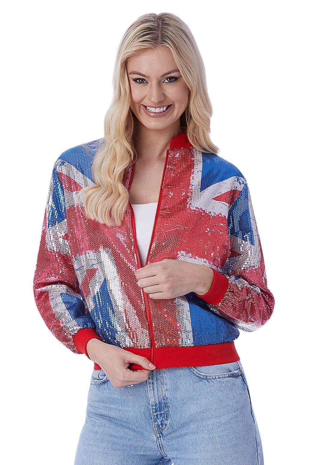 Smiffys Union Jacket Sequin Bomber Jacket (Size XS)