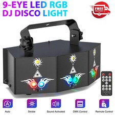 9-EYE RGB DMX Scan Projector Laser LED Strobe DJ Party Stage Lighting w/Remote