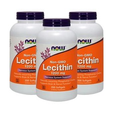 3 x NOW FOODS Lecithin 19 Grain 1200 mg 200 Softgels NON-GMO