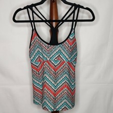 Mossimo Swimwear women's size S racerback tankini blue multicolor scoop neck
