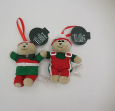 2 Starbucks 2019 Bearista Ornament Plush Stuff Mini Bear Ski Skiing Bears
