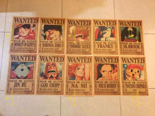 One Piece Wanted Poster Strohhut Crew HOCHWERTIGE Luffy Anime Wano Kopfgeld - Bild 1 von 6