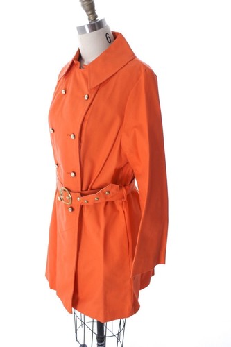 VTG Swingles Mod Womens Coat 1970s Orange Canvas Gold Buttons NWOT Sz M L - Picture 5 of 5