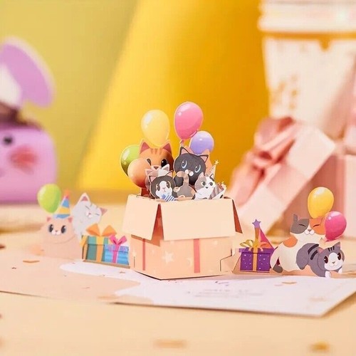 3D Pop-Up Cats Birthday Card
