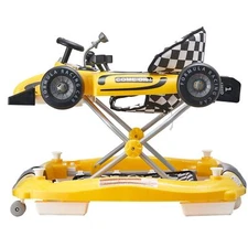 VEVOR 4-in-1 Baby Walker, Foldable Baby Activity Center on Wheels, Adjustable He