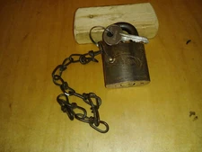 vintage corbin all brass padlock w/key/chain   63285