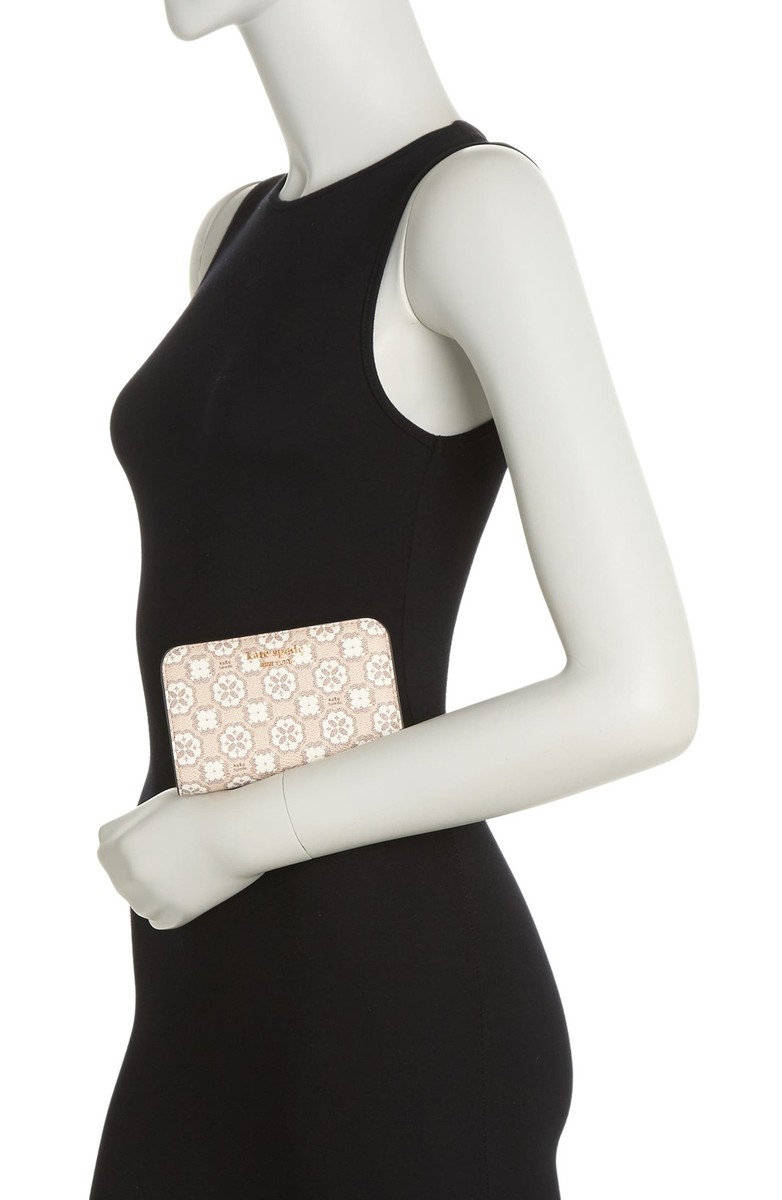 Cartera Kate Spade Spade Flower Coated Lona Compact Para Mujer - Color Crema