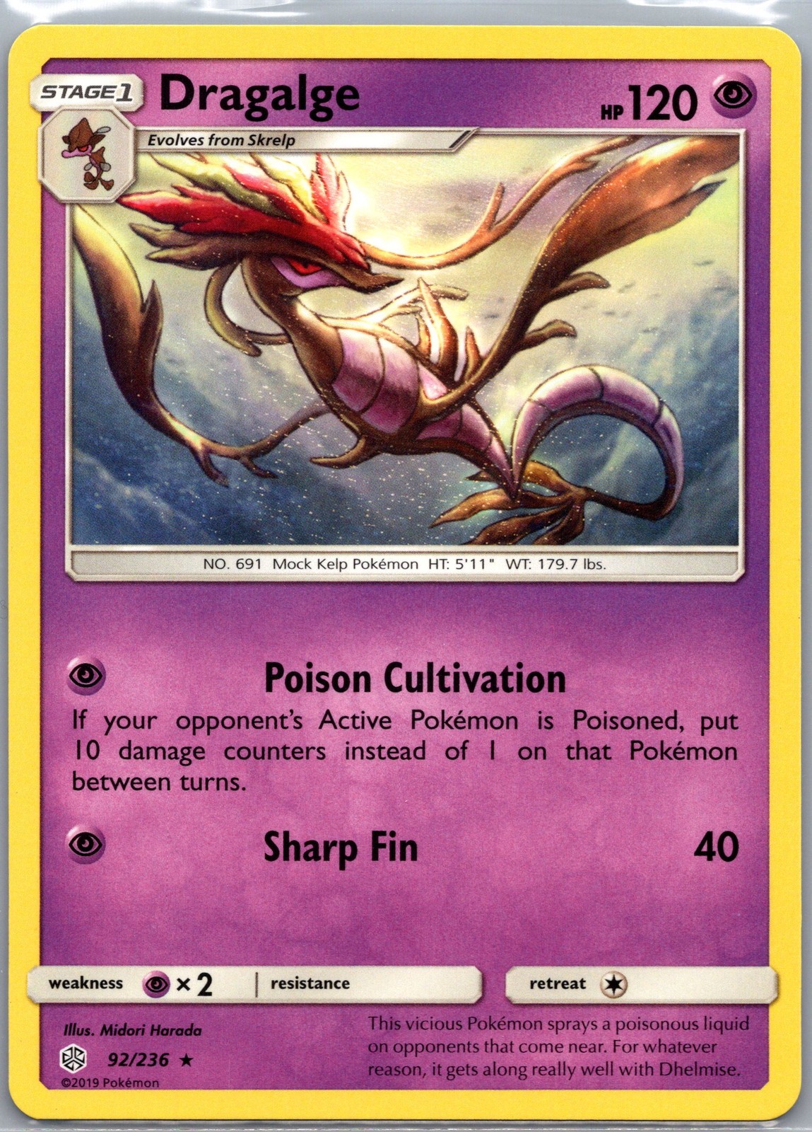 Pokemon Dragalge SM - Cosmic Eclipse 92/236 Near Mint