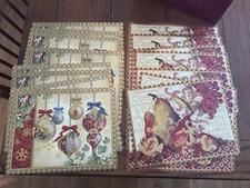 16 CHRISTMAS FRUIT & Ornaments Paper Placemats Die Cut 15x12” Punch Studio NEW